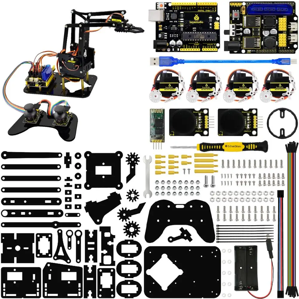 Keyestudio 4DOF акриловые игрушки Робот механический рычаг коготь комплект для Arduino DIY