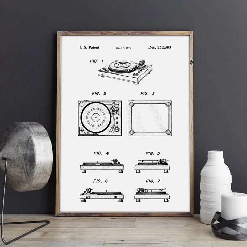 Turntable-Patent-Prints-DJ-Vinyl-Turntable-Poster-Room-Music-Wall-Decor-Vintage-Blueprint-Canvas-Painting-Musician (4)
