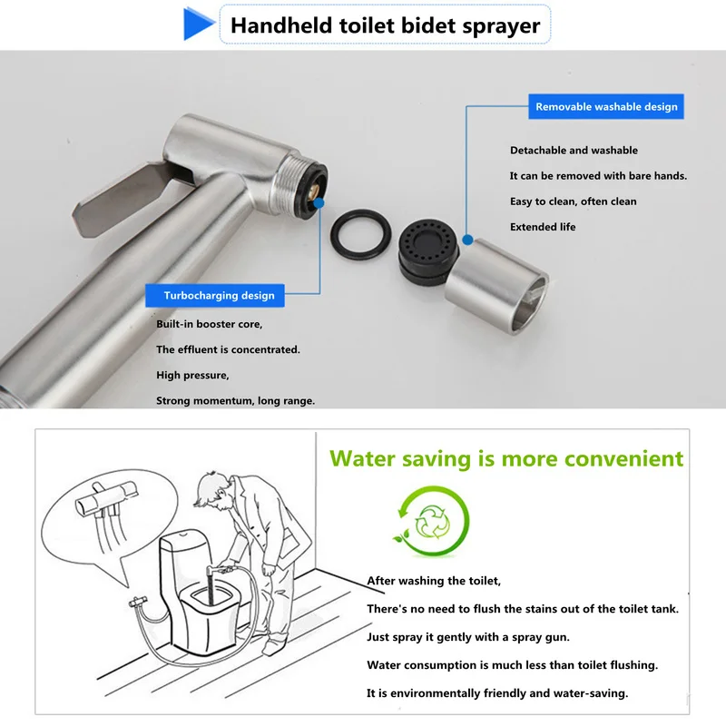 Набор из 3 предметов, ручной распылитель для унитаза, Ручной Биде из нержавеющей стали, душевой распылитель для унитаза, смывной набор, биде, Анальный очиститель