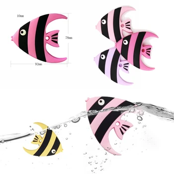 

5Pcs Cartoon Fish Shaped Silicone Teether Baby BPA Free Teething DIY Necklace Pacifier Chain Toddler Silicone Chew Teething Toys