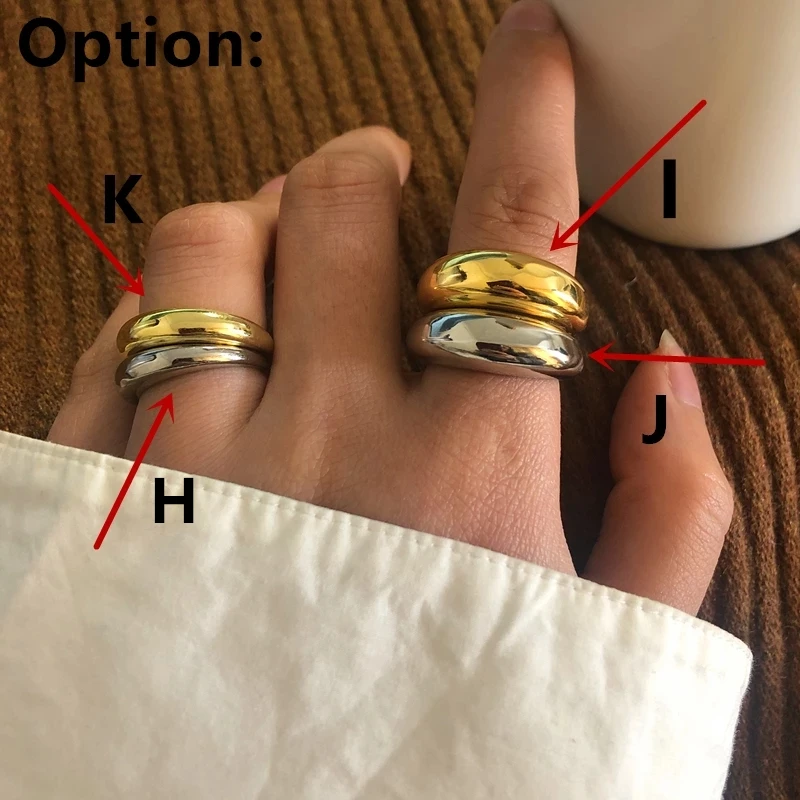 HUANZHI Gold Color Statement Dome Ring for Women Big Large Open Finger Ring Adjustable Chunky Wide Jewelry New Hot