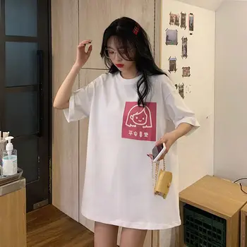

Summer 2020 new Korean version of the loose mid-length net red short-sleeved T-shirt female ins super fire bottoming shirt shirt