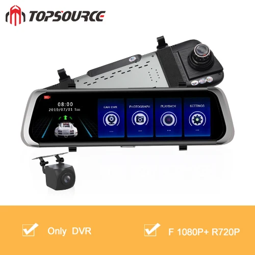 TOPSOURCE 1" 4G ips Автомобильный видеорегистратор Камера ADAS зеркало видеорегистратор Full HD 1920x1080 зеркало заднего вида Android OS Wi - Название цвета: Only DVR