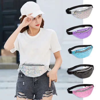 

Fashion Laser Fanny Waist Bag Women PU Leather Sports Casual Chest Phone Pouch Zipper Female Girls Streetwear Crossbody Pack