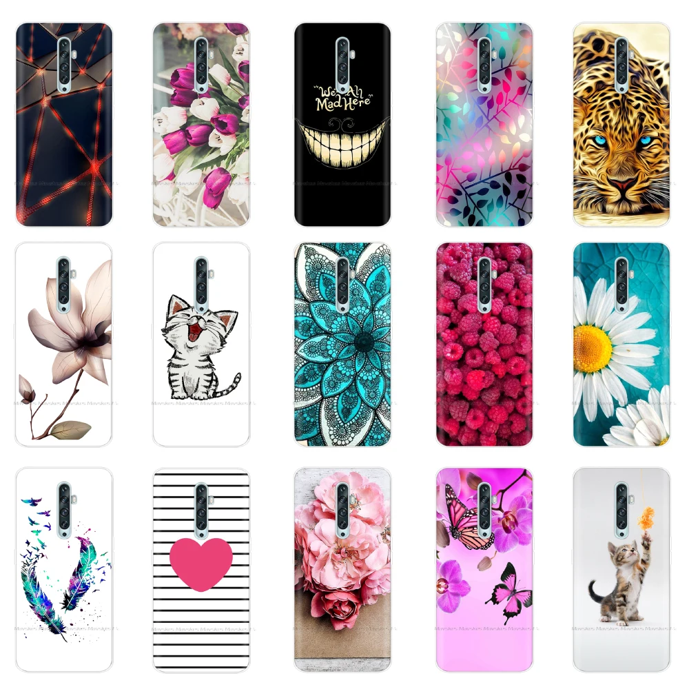 

For OPPO Reno2 Case Silicone TPU Soft Phone Case Bag for OPPO Reno 2Z 2F Cover Cat Flower Coque for OPPO Reno2 Z F Reno2Z Fundas