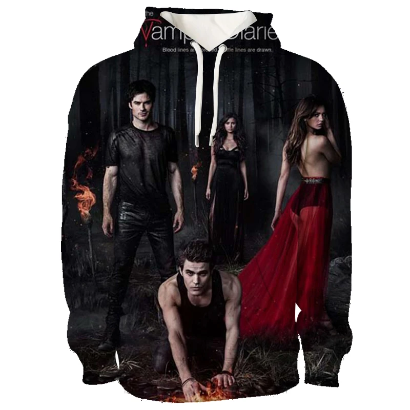 

New 3d print Hot TV Series The Vampire Diaries Fashion Hoodie Men/women sweatshirts Winter and autumn Harajuku Pullover