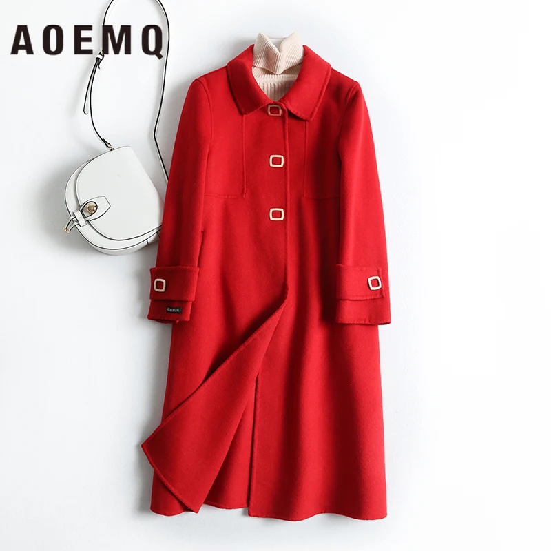 AOEMQ, красивые пальто, 2 цвета, Рождественская верхняя одежда, неровные, Brested пальто, зимняя одежда для свадебной вечеринки, милые женские пальто, женская одежда