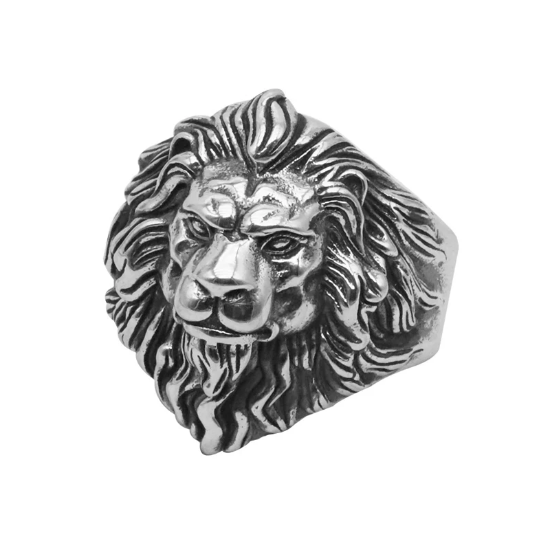 Retro Lion Domineering Ring Prairie King Men's Alloy Ring Exaggerated Jewelry Gift Adjustable Opening Finger Ring Opening Ring Adjustable Rings