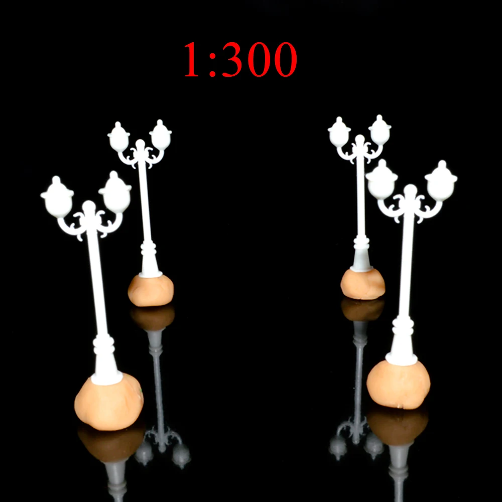 

Railway Scenery Layout 1:300 Unpainted Plastic Double Heads Scale Model Street Light For HO Model Diorama Scenery Making