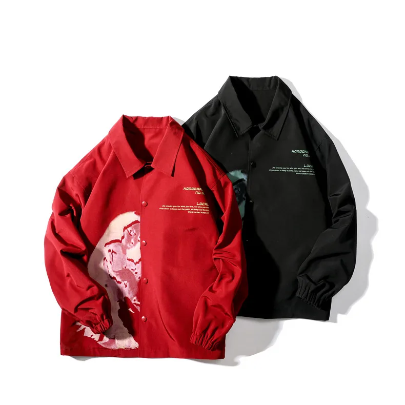 Una Reta Men Jacket New Hip-Hop Men Clothing Streetwear Print Single-breasted Jacket Korean Style Plus Size Geometry Coats Men racer jacket