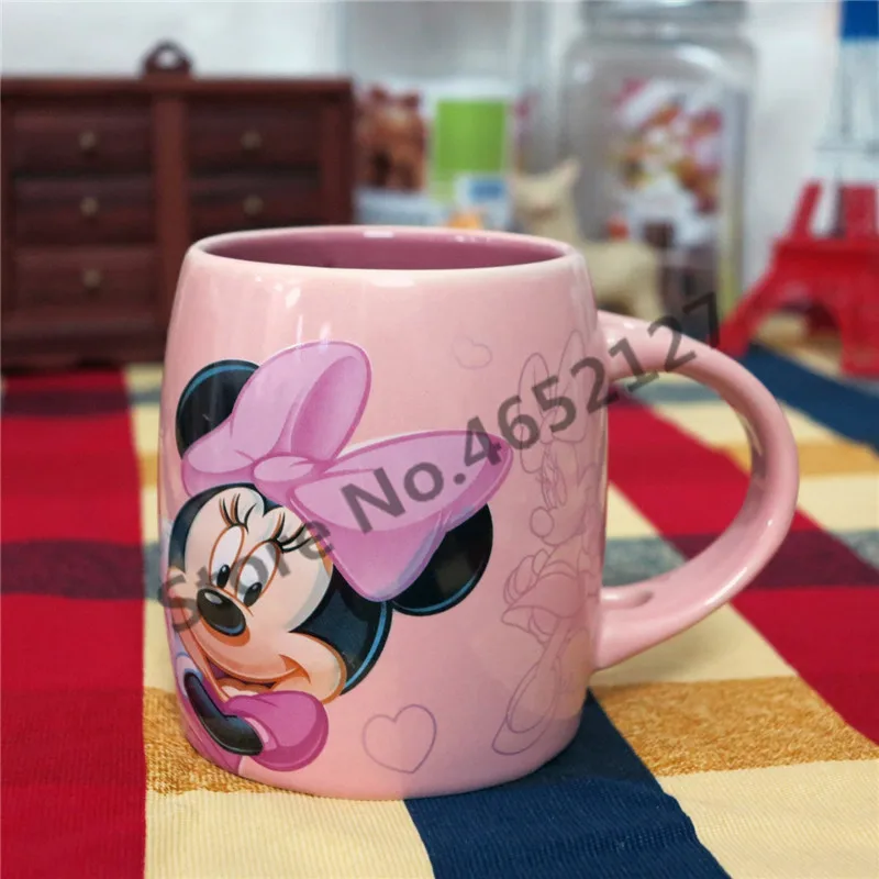450 мл Дисней Микки Минни Маус керамическая чашка для воды молоко кофейная кружка домашний офис Коллекция чашки женщины девушка любовь пара подарки - Цвет: Minnie cup