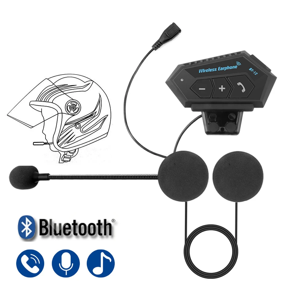 Motorcycle Bluetooth Headset HD Stereo Music for 8 Hours Voice Dial and Promp of Incoming Number Geva Helmet Bluetooth Headset w/Twistable Mic HandsFree Automatic answer 