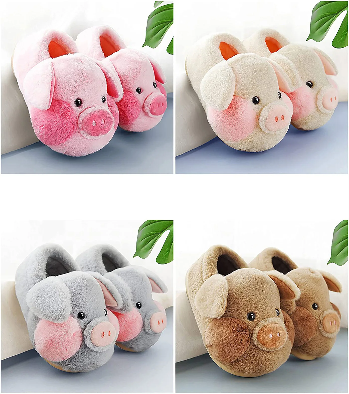 

Unisex Furry Animal Pig Slippers Shoes Warm Winter Fluffy Fuzzy Slipper Home Shoes