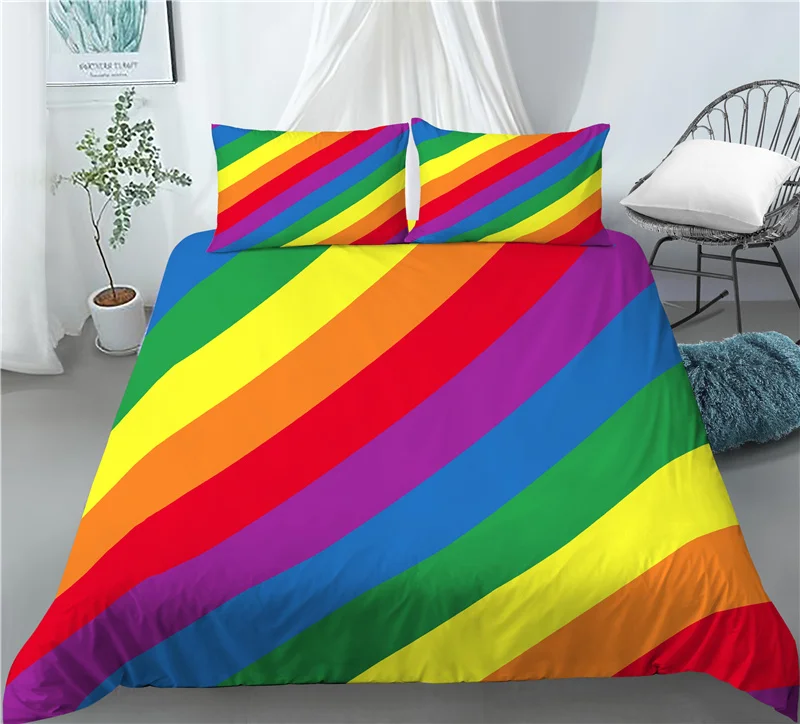 

Home Living Luxury 3D Color Stripes Print 2/3Pcs Comfortable Duvet Cover PillowCase Bedding Sets Queen and King EU/US/AU Size