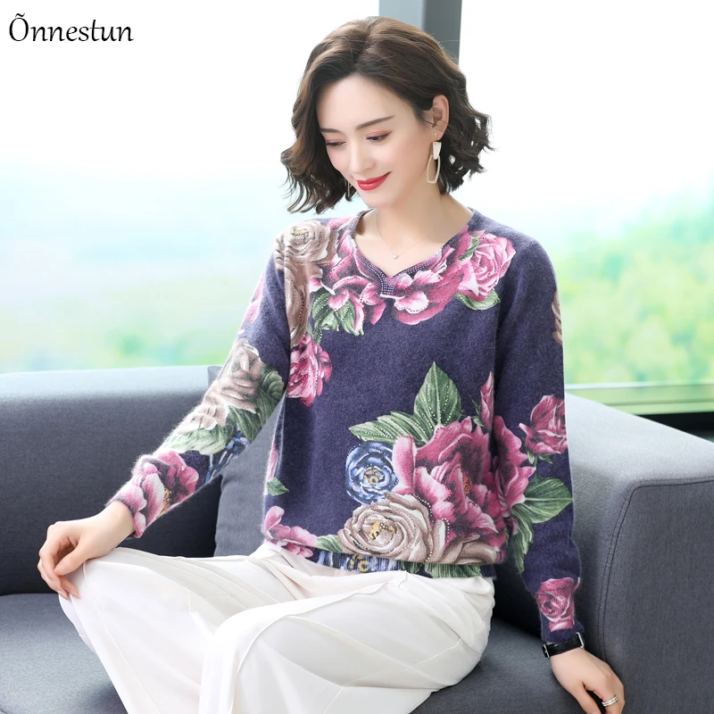 Print Sweater Women Casual Autumn Winter Fashion New Long Sleeve Pullover Knitted Pull Femme Soft Sweaters | Женская одежда