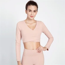 Бесшовный топ для йоги, Женский безупречный трикотажный топ для тренировок, фитнеса, с длинным рукавом, для спортзала, укороченный топ, спортивная рубашка, женская одежда для бега