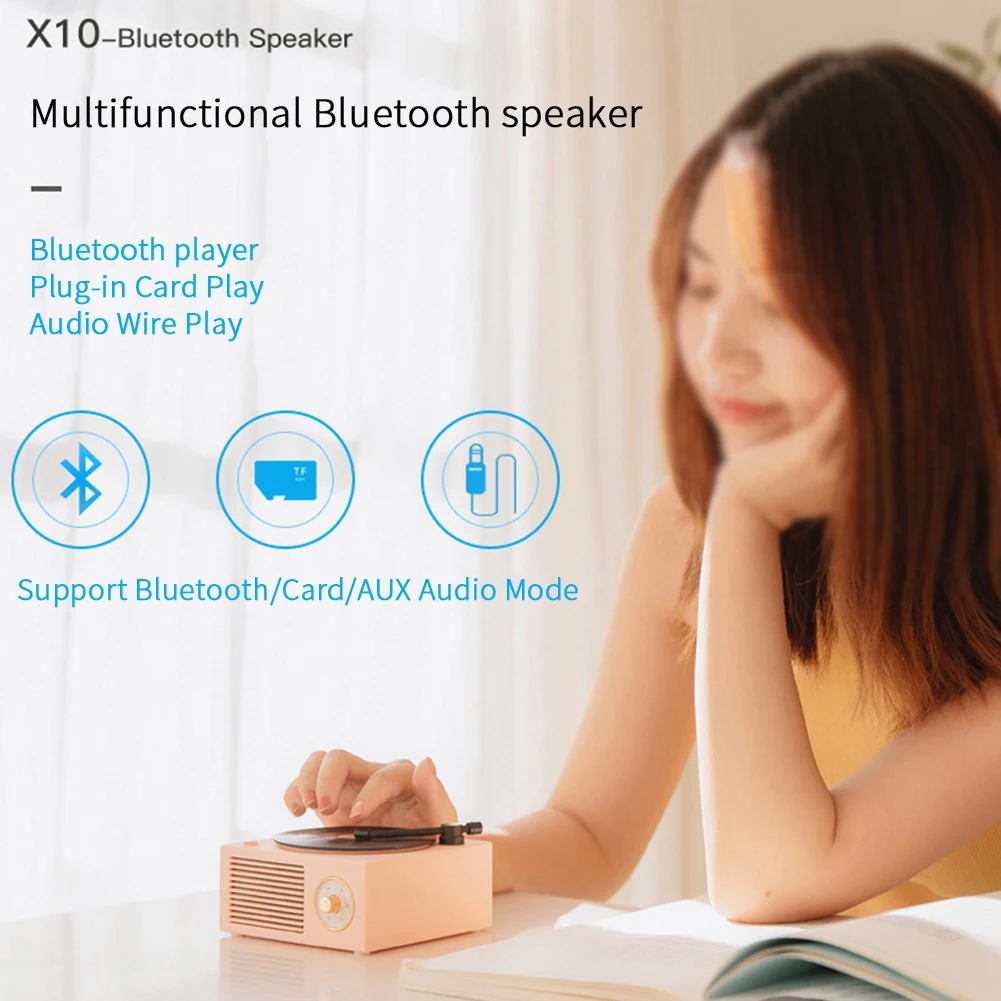 Bluetooth динамик Ностальгический ретро usb зарядка стерео домашний музыкальный проигрыватель форма открытый сабвуфер мини беспроводной громкий динамик
