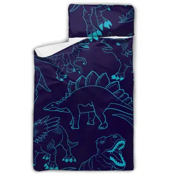 

T-rex Dinosaur Grunge Print Nap Mat with Pillow for Toddler Boys and Girls Ideal for Daycare and Preschool