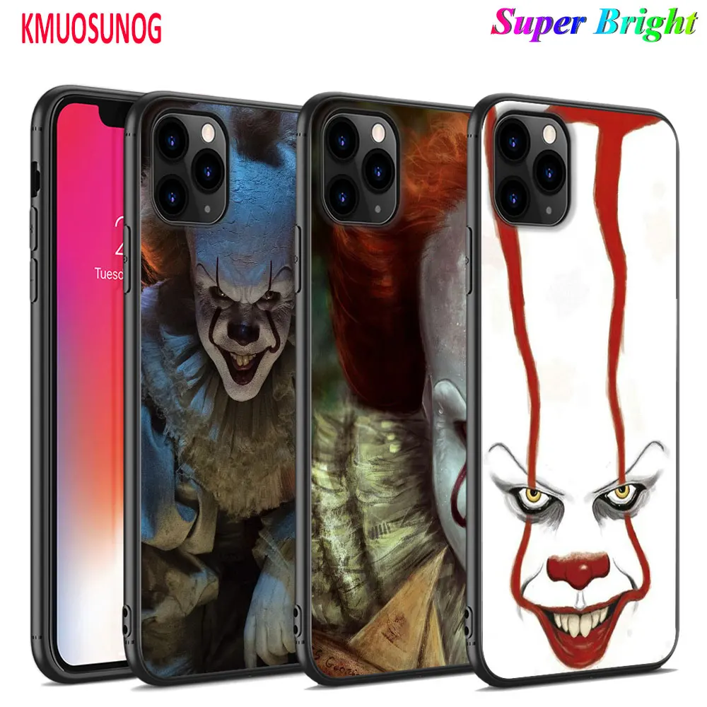 

Black Silicone Case Pennywise Clown Horror for iPhone 11 11Pro XS MAX XR X 8 7 6S 6 Plus 5S Gloss Phone Case Cover