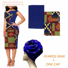 Африканский узор «Кенте» воск 4 ярдов Анкара Воск Печатный воск с Африканский тюрбан кепки соответствующие