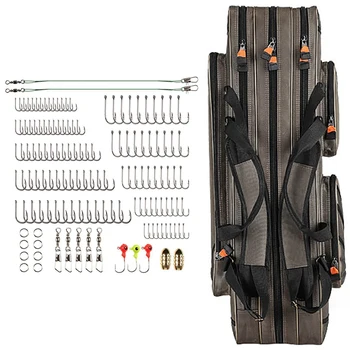

SEWS-234Pcs Fishing Lure Baits Life-Like Swimbait 3D Fishing Eyes & 1x Outdoor 3 Layer Fishing Bags 100cm Waterproof