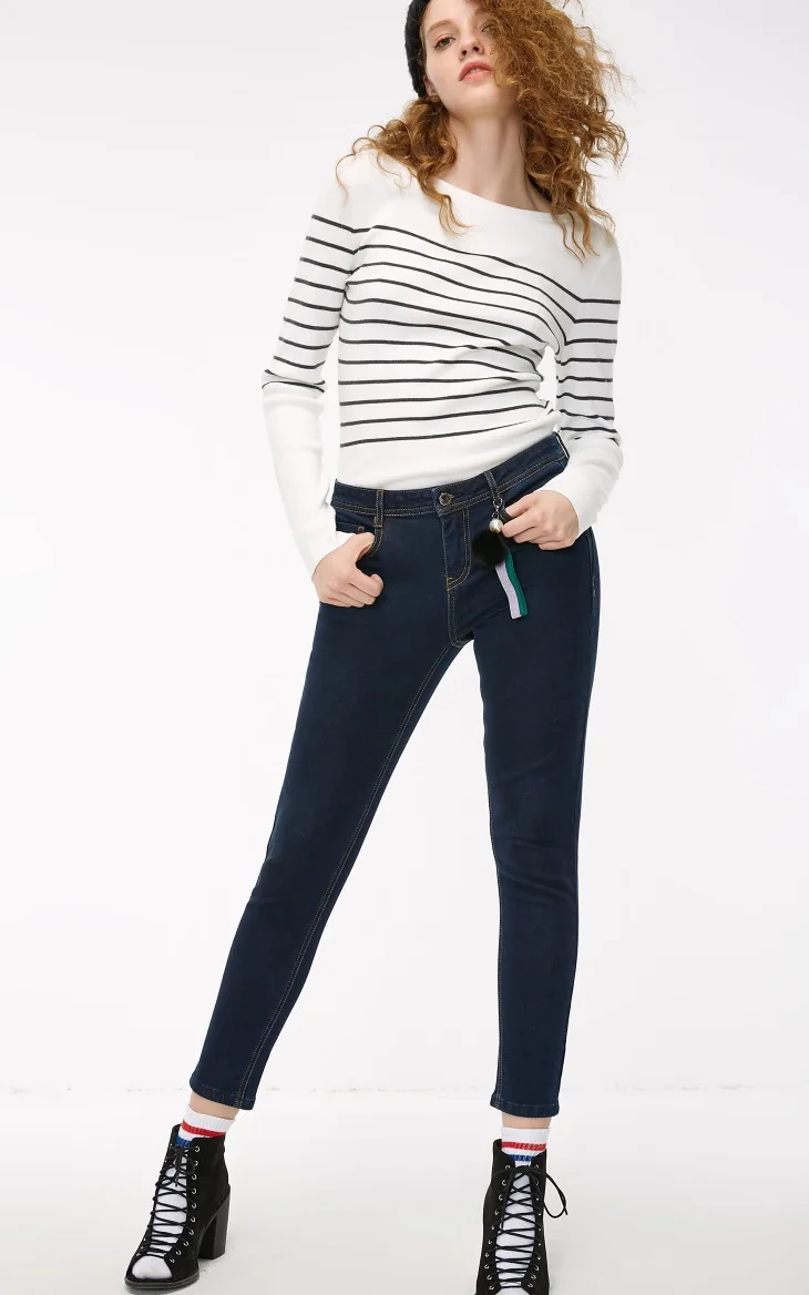 Только женские летние новые узкие брюки-карандаш с низкой талией укороченные однотонные джинсы | 118349611
