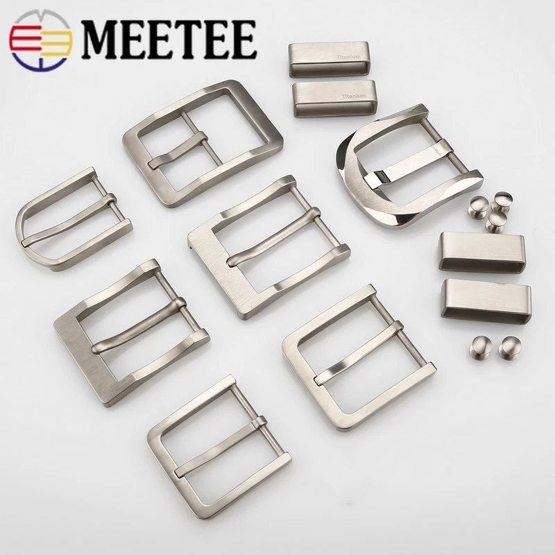 

Meetee 1pc High-grade Pure Titanium Alloy Belt Buckles Anti-allergy Pin Buckle Belts Head Clip DIY Jeans Leathercrafts Accessory