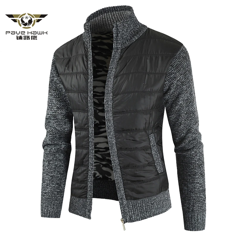 Chaqueta de chándal de lana para hombre, suéter de empalme, chaquetas con cremallera para hombre, abrigo grueso de punto para exteriores, cárdigan de punto informal cálido