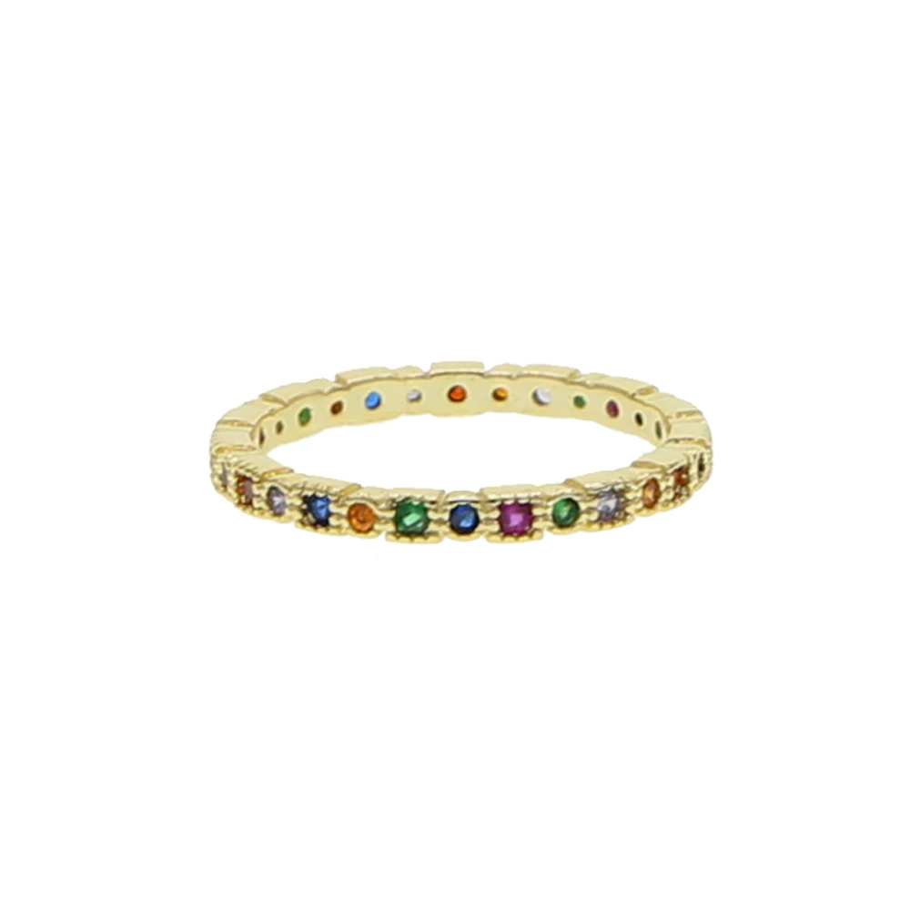 Цветное кольцо с фианитами вечность, тонкое обручальное кольцо, обручальное кольцо радужного цвета, классические простые круглые кольца на палец