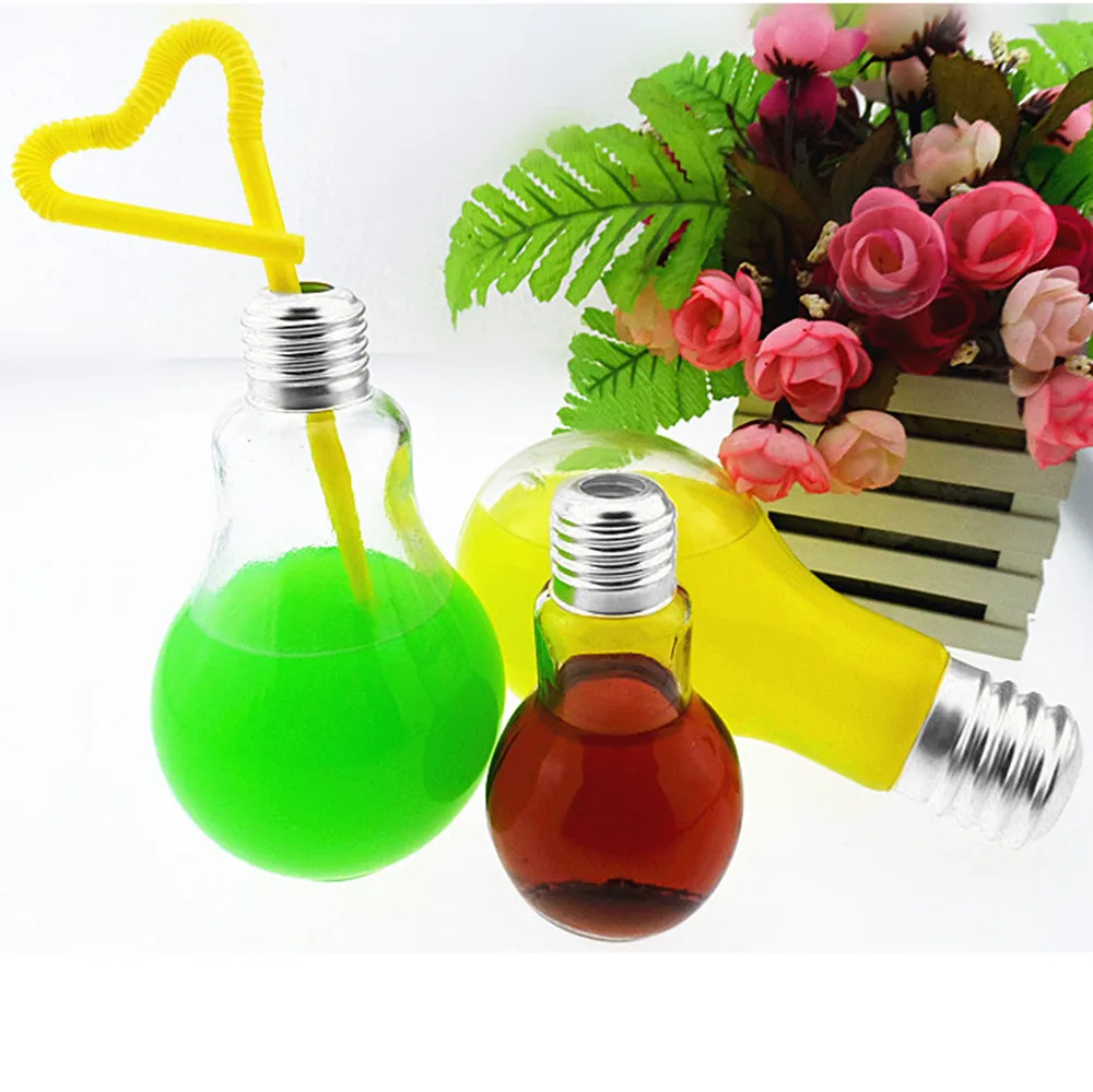 

Summer Bulb Water Bottle Brief Cute Milk Juice Light Bulbs Cup Leak-proof Outdoor Drink Bottle Fruit Infusion Juice Lemon Kettle