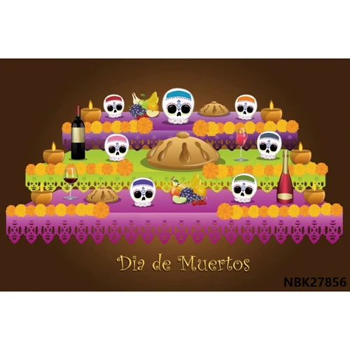 Yeele День мертвых фон мексиканский сахарный череп фотография Фон Dia DE Muertos платье вечерние Fiesta баннер украшения - Цвет: NBK27856