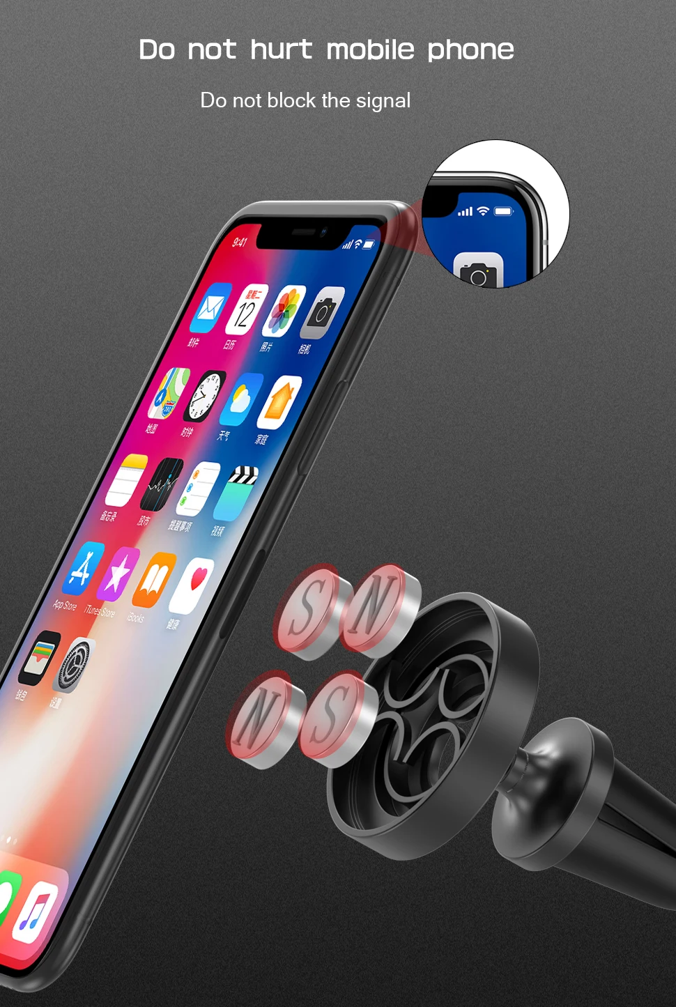 CaseMe для iPhone 11 Pro Max крепление на вентиляционное отверстие Сильный магнитный круглый Автомобильный держатель для телефона подходит для gps-навигаторов моделей телефонов