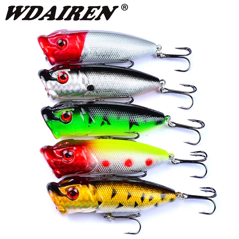 

5Pcs Popper Wobbler Fishing lures Topwater Crankbait Artificial bait pesca carp pike With 6# hooks Fishing Lure set