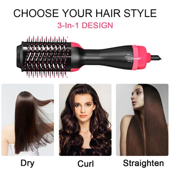 

Dropshipping One Step Hair Dryers 3 IN 1 Dryer Hot Air Brush Hair Straightener Comb CurlingHair Styling Tools Hair Curler