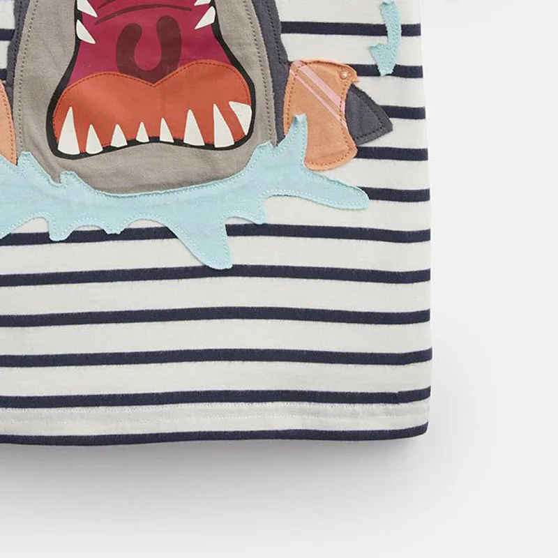 Little maven Shark Pattern Ropa para niños Camiseta de verano para niños Ropa para niños Ropa de manga corta de algodón Camiseta para niños