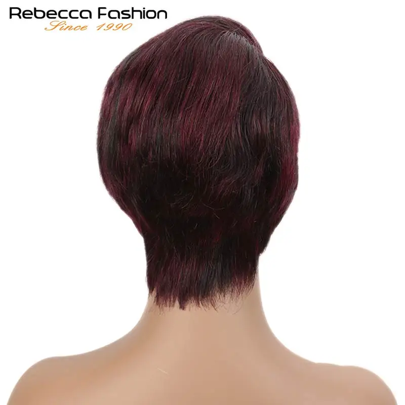 Rebecca L Part Lace Human Hair Wigs For Black Women Peruvian Remy Straight Hair Ombre Lace Wig 2019 Autumn New Hairst Short wigs