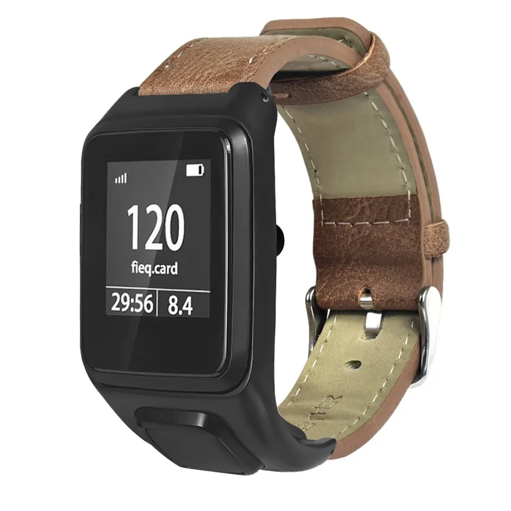For Tomtom Runner3 Adventurer Vintage Texture Flat Leather Strap Professional Sleek Minimalist Design | Наручные часы