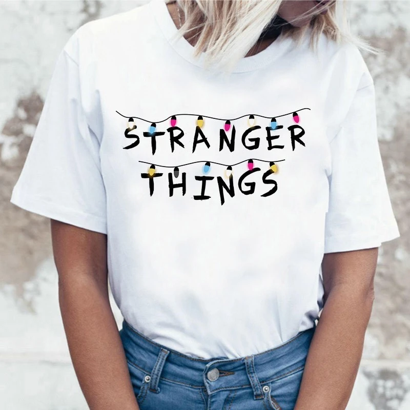Camiseta de Stranger Things para Top informal coreana, camisetas para mujer, divertida de película, camiseta de manga corta para verano|Camisetas| - AliExpress
