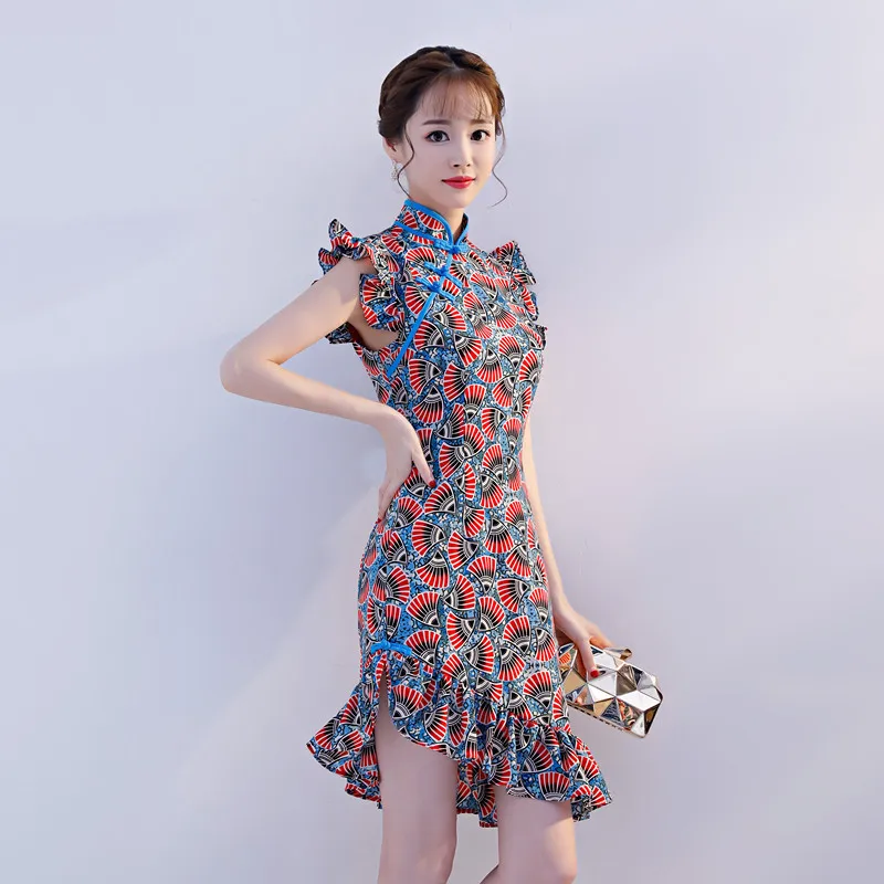 

Modified Small Cheongsam Summer 2019 New Style Women's Short Modern-Style GIRL'S Chinese-style Fresh Elegant Fishtail Skirt
