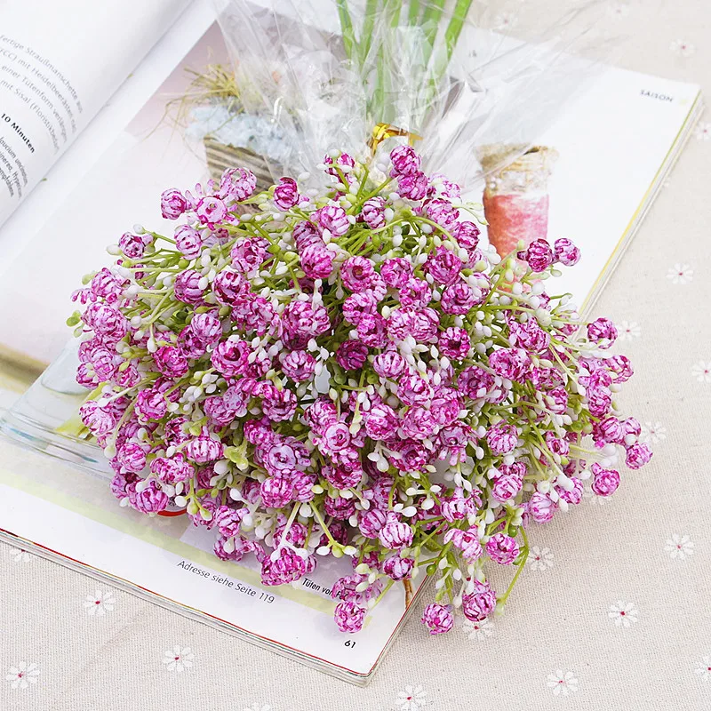 NewColorful gypsophila artificial flowers long stem fake flowers bouquet babys breath silk flowers wedding party home decoration - Цвет: Розово-красный