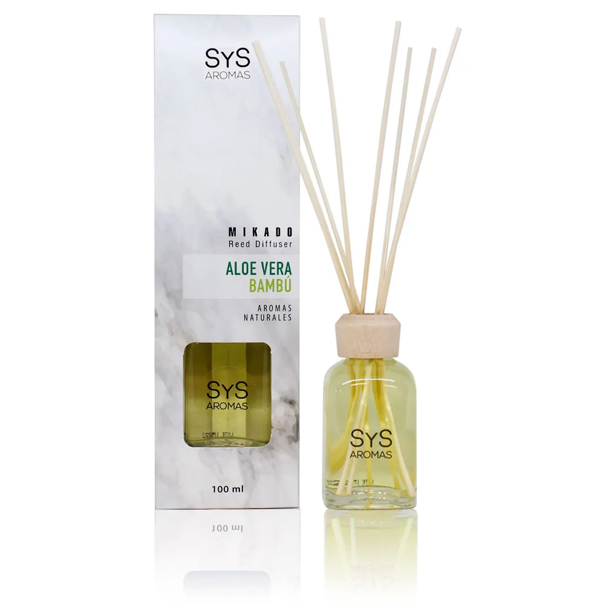 Sys Laboratory, Aloe Vera-Bambu Deodorante Per Ambienti 100Ml, Unisex, Cristallo, Diffusore Di Aromi, Bastoncini Per Deodorante Per Ambienti, Flacone 