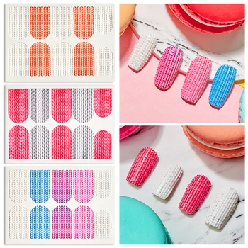 

MEET ACROSS 3D Acrylic Engraved Nail Sticker Winter Sweater Charm Desgin Nail Water Slide Decals Empaistic Nail Art DIY