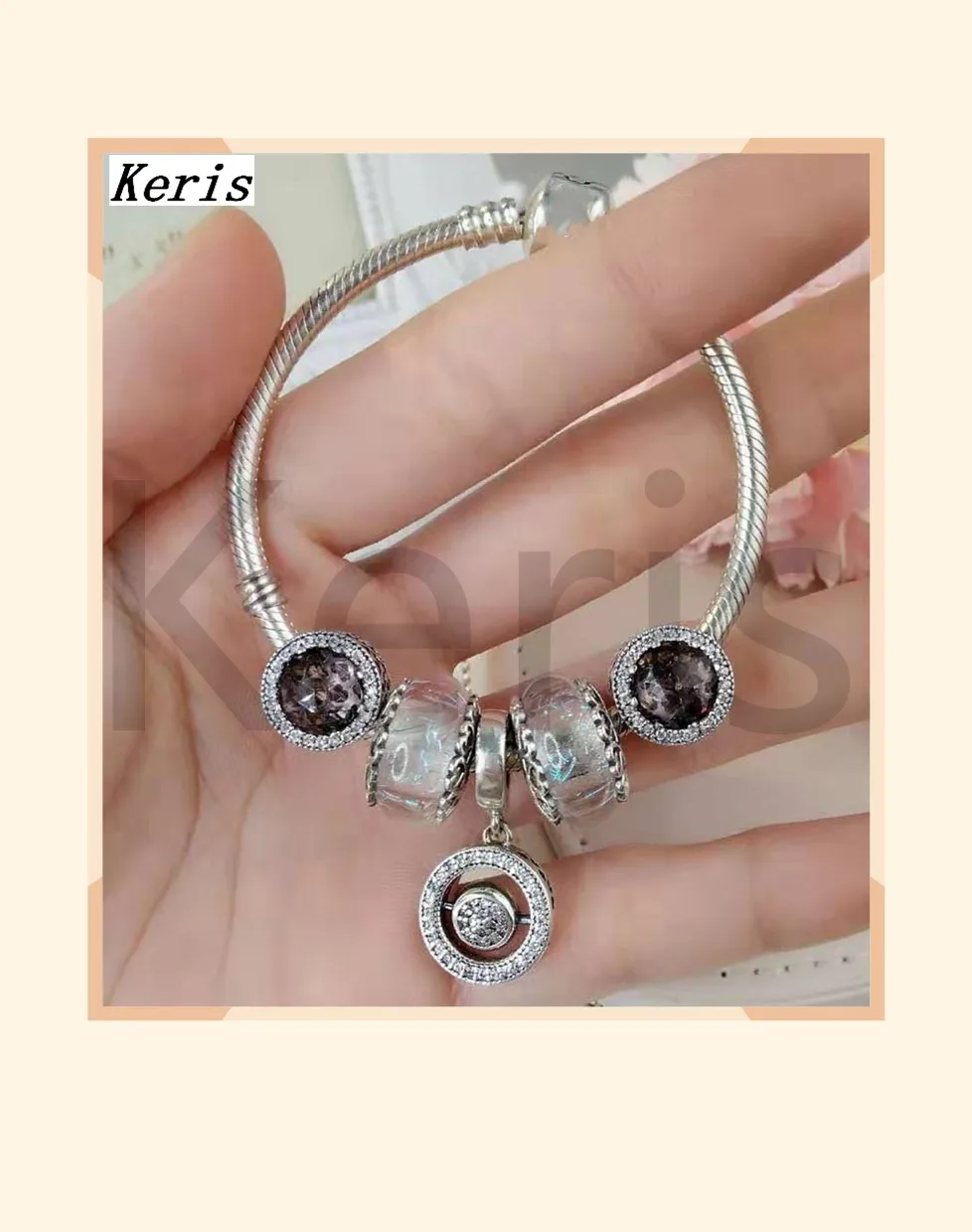 

High Quality Original 1:1 100% Silver Transparent Glass Cat Eye String Bracelet For Free Delivery