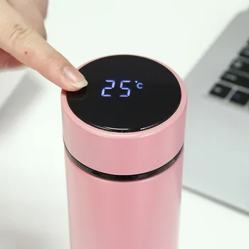 

Bpa-free 500ml/17oz Insulated Vacuum Flasks With Tea Stainer Water Bottle Thermals Cup Touch Temperature Display Thermos Bottle