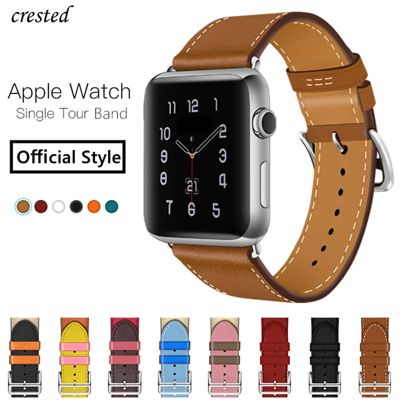 Кожаный ремешок для Apple watch band 44 мм 40 мм iWatch band 42 мм 38 мм одиночный походный браслет ремешок для часов Apple watch 4 3 2 1