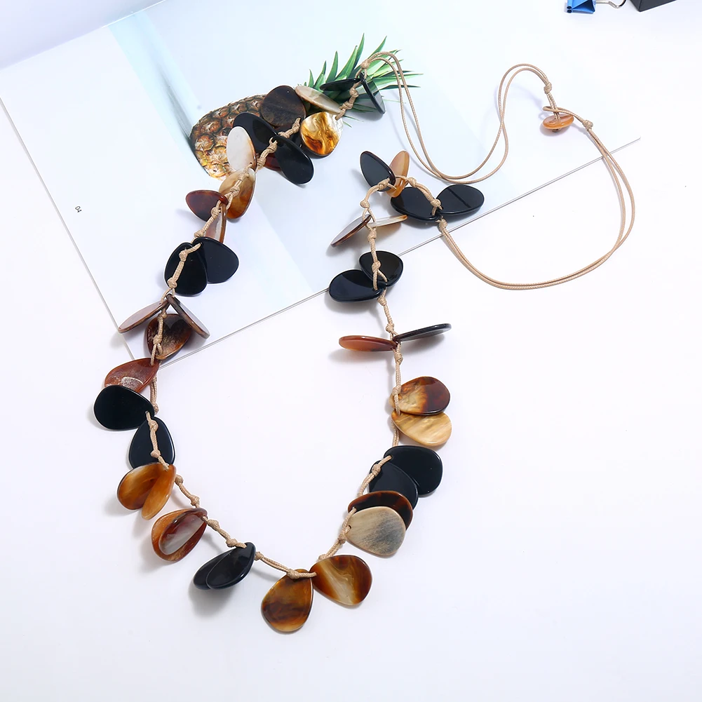 

Fashion Long rope Chain Acrylic water drop pendant Necklace Women jewelry Harajuku Collares Boho Colar Collier Bijoux femme 2019