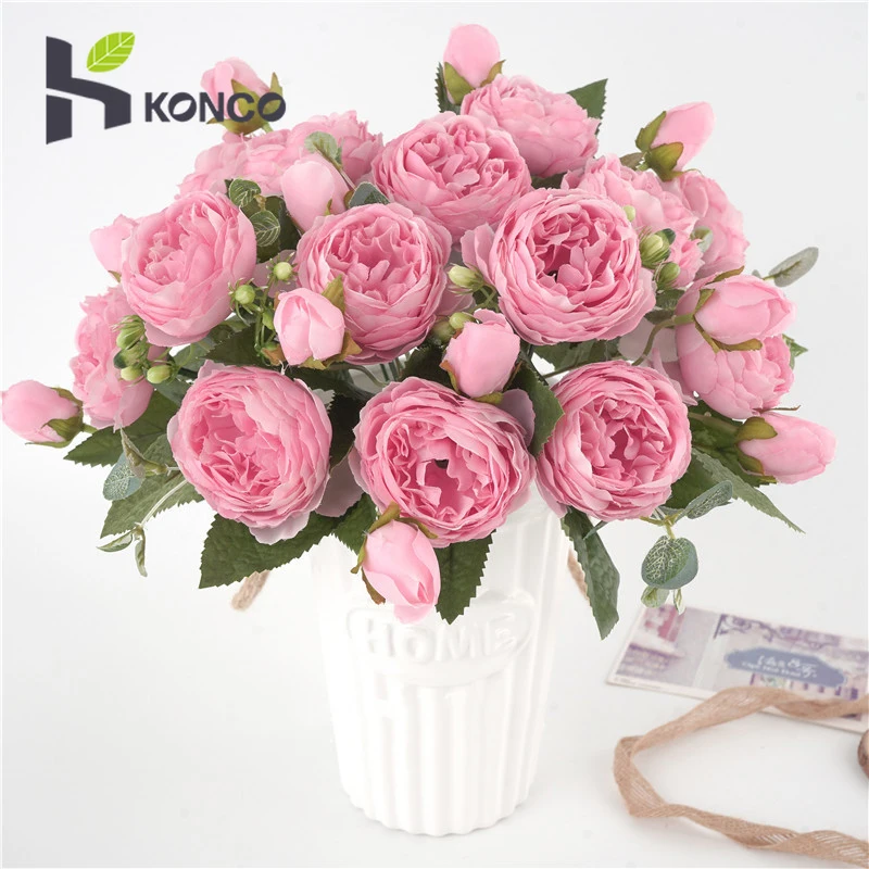 

5 Heads Roses Artificial Flowers Home Decorations Photography Props Manual DIY Fake Flower Wedding Decoration Rose