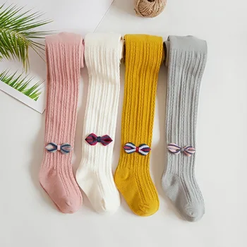 

0-4 Yrs Children Spring Autumn Winter Bowknot Tights Cotton Baby Girls Pantyhose Kids Stockings Infant Knitted Collant Tights
