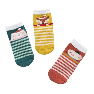 3 пары рождественских носков Детские осенне-зимние утепленные носки для мальчиков и девочек хлопковые детские Носки с рисунком теплые новогодние носки - Цвет: C033