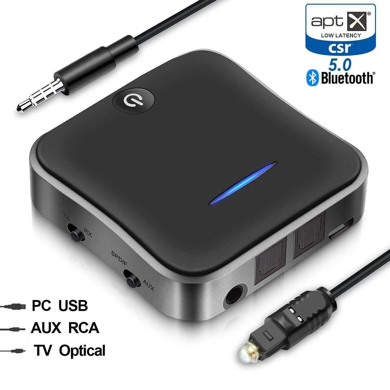 Bluetooth 5,0 передатчик приемник CSR8675 APTX HD 3,5 Bt аудио музыка беспроводной USB адаптер 3,5 мм AUX Jack/SPDIF/RCA для ТВ ПК